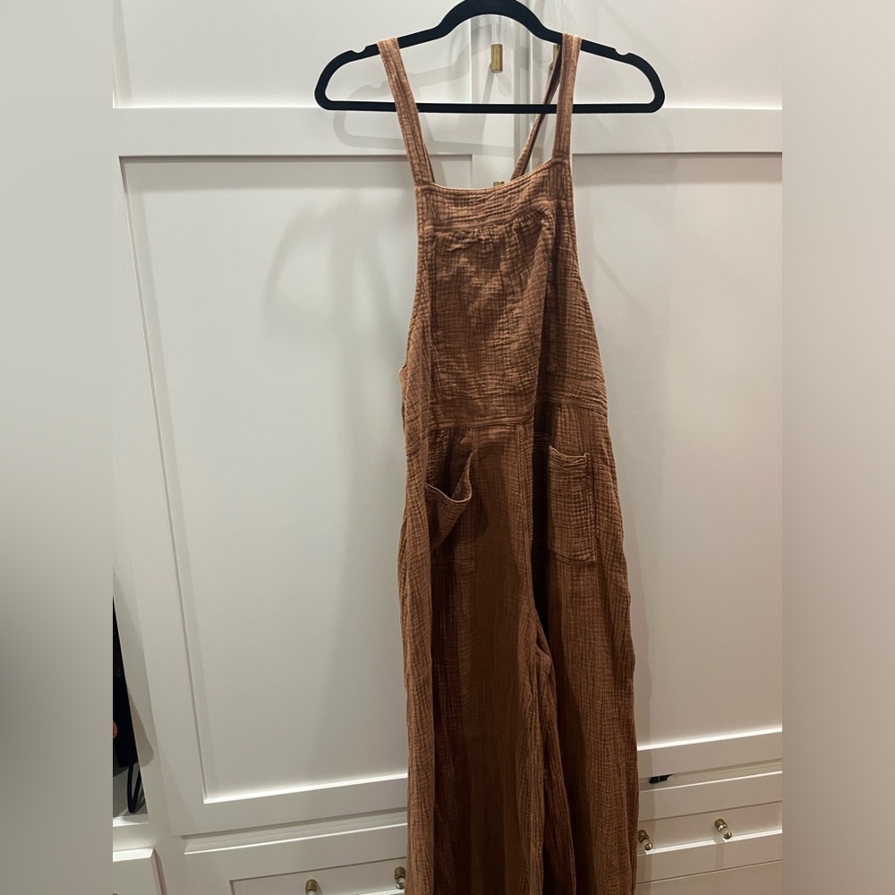 Free People Brown Tie Back Jumpsuit w/ Pockets - Size S